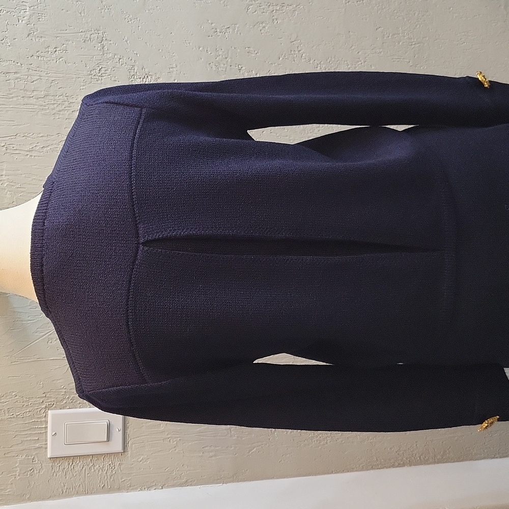 Vintage ST JOHN By Marie Gray 2 pc Navy Knit Suit Set - Picture 9 of 13